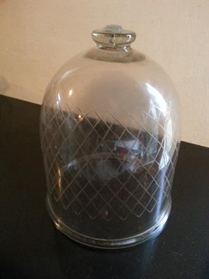 Glasklokke / osteklokke med harlequinmønster, lille, højde 24-26 cm